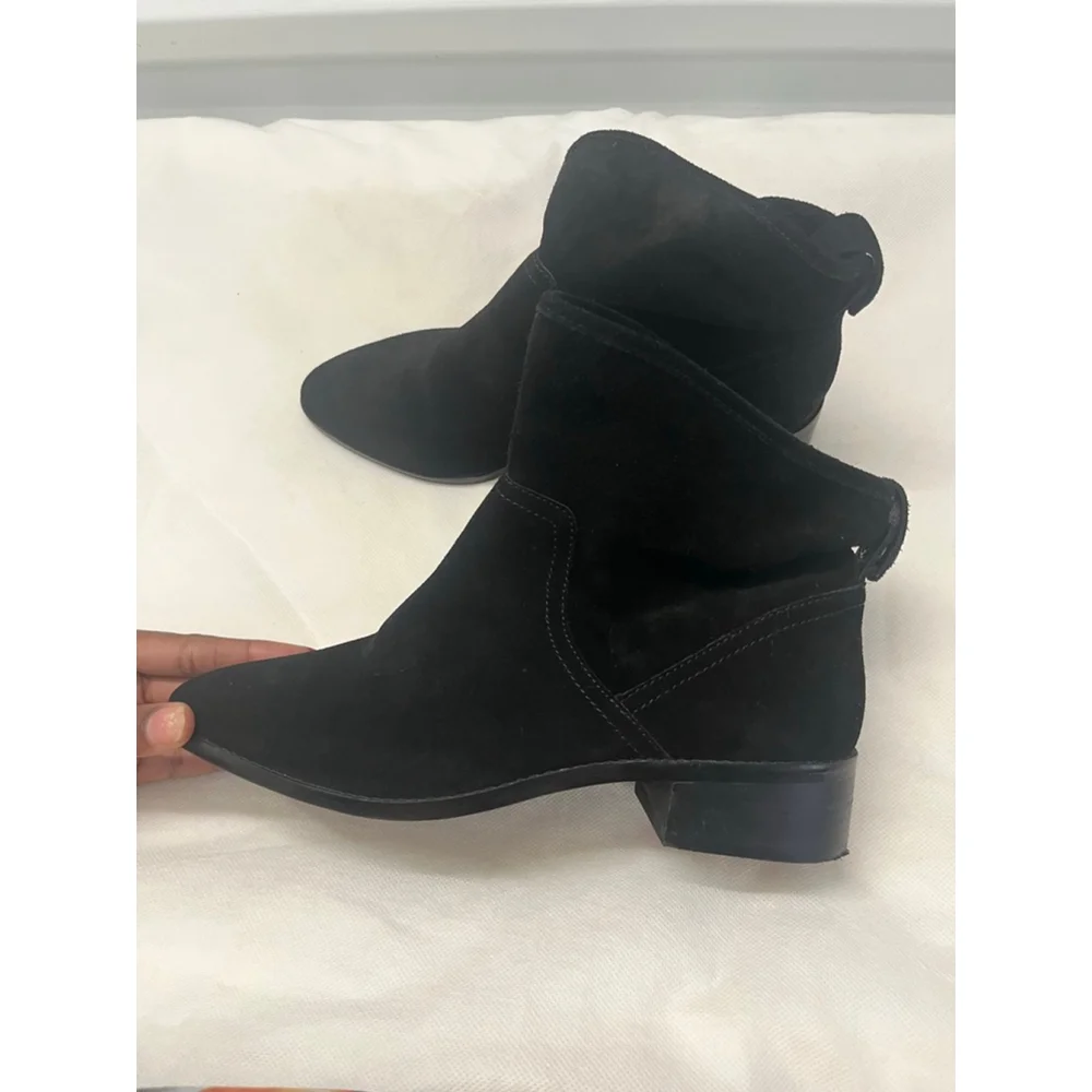 LUCKY BRAND Lollin Black Suede Leather Ankle Boots Women SIZE 8M